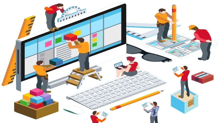 Représentation d’un chantier de construction symbolisant la création de site web pour petites entreprises